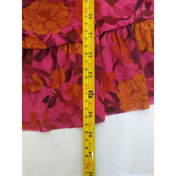 DR2 Pink/Orange Floral Gathered Peplum Blouse XXL, Square Neckline, NWT - Picture 8 of 8